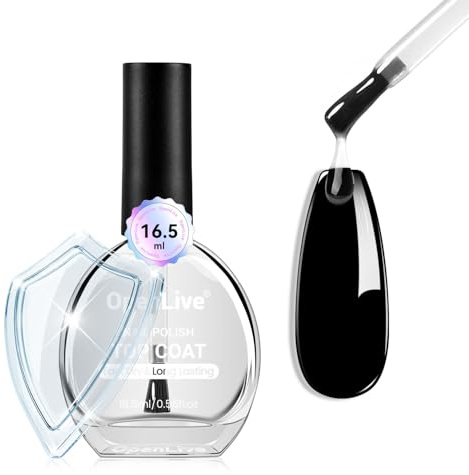 OpenLive 16.5ml Top Coat Clear Nail Polish, Quick Dry High Gloss Shine Large Volume Top Coat, Long Wear and Scratch Resistant for Women Salon DIY Nail Art