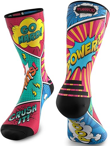 trueWOD Calcetines Running Hombre Mujer Crossfit Ciclismo Trail Running Padel Correr Calcetines Deporte Divertidos Antiampollas Sin Costuras Compresion Transpirables Ligeros Resistentes
