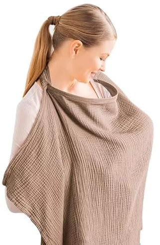YNOUYRS Couverture Allaitement Bébé, Couvertures d'allaitement, Tablier Allaitement Bebe et Serviette de Salive, Cache Allaitement Écharpe pour Mamans, Coton Douce Respirante Ajustable