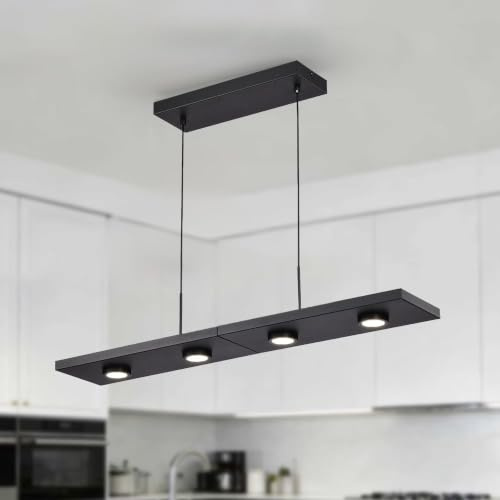 Alighting Modern Linear Pendant Light, 31Inch Black Kitchen Island Pendant Light with Built-in LED, 4000K Neutral White, Height Adjustable Hanging Light for Dining Room & Kitchen Island