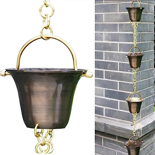 Kopparregnkedjor, Regnkedjor För Stuprännor, Takregnfångare/-Avledare, Unik Metalllänkregnkedja För Villatempel,Copper-3m/10ft