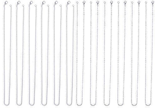 12 Pieces Silver Plated Link Cable Chain Necklaces and Twisted Cross Chain Necklace (24 Inch)