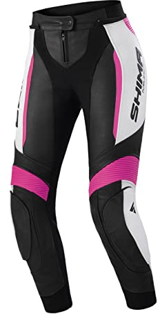 SHIMA Miura 2.0 Pantalones de moto - Cuero, mujer, pantalones deportivos con protectores de caderas y rodillas, cuero perforado, paneles elásticos, para traje de 2 piezas (32, Rosa)