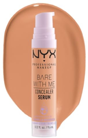 NYX Professional Makeup Concealer Serum, Combats Dark Circles, Acne, Redness and Irritation, 24 Hours of Hydration, Medium Coverage, Bare With Me, 9.6 ml, Light Tan