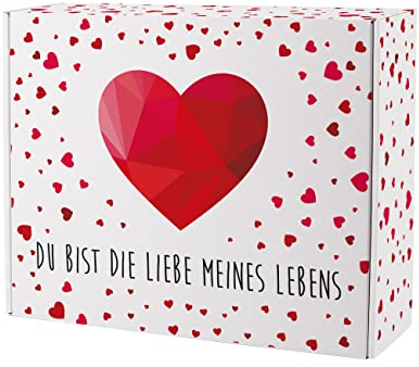 Herz & Heim® Geschenkverpackung aus Pappe - Polygonales Herz - mit Wunschtext | Geschenkidee: Valentins-, Jahres- oder Hochzeitstag (XL)