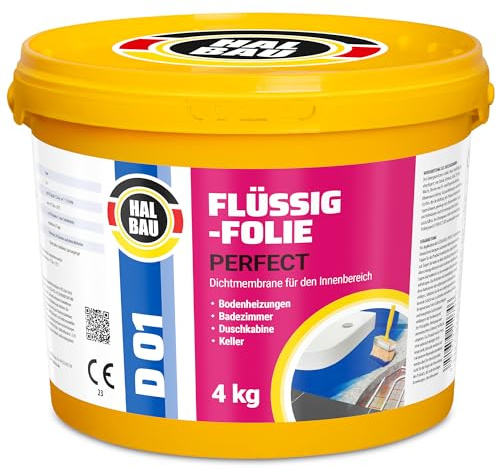 Flytande folie professionell 4 kg, flytande gummi för inomhus, vattenbarriär under kakel, badrum, dusch, tätning, halvkonstruktion D01