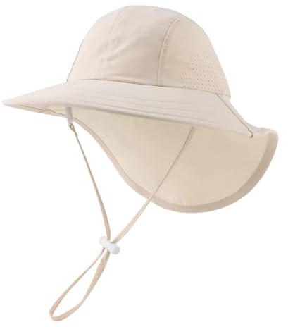 XIAOHAWANG Cappello da Sole per Bambini Cappello da Spiaggia con Protezione dai Raggi UV per Bambini e Ragazzi (Beige, 54)