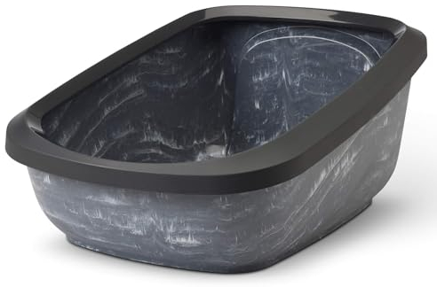 Katzentoilette Katzenklo mit Rand ASEO Jumbo schwarz-marmor 67,5 x 48,5 x 28 cm