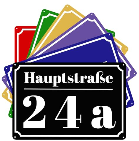 JoyJot Aluminium Hausschild mit Hausnummer, Reflektierend, Modern, Schwarz/Blau/Grün/Rot/Gelb/Lila, 30cm x 20cm, Wandmontage, Hausidentifizierung, Außenbereich