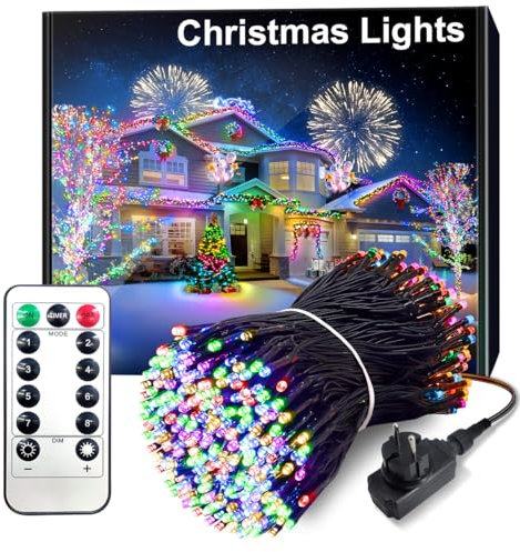 ARKOCHIC 35M Luci Albero di Natale, 300 LED Luci Natalizie da Esterno ed Interno, 8 Modalità con e Telecomando Lampade di Natale per Giardino, Balcone, Casa, Festa (Multicolore)
