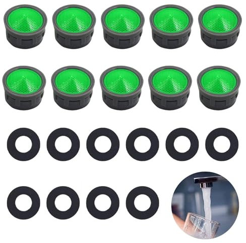 Dreamil Aeratore per rubinetto, 10 pezzi, filtro per rubinetto, con guarnizione e filtro in ABS, bocchetta per il risparmio dell'acqua, ricambio per bagno e cucina