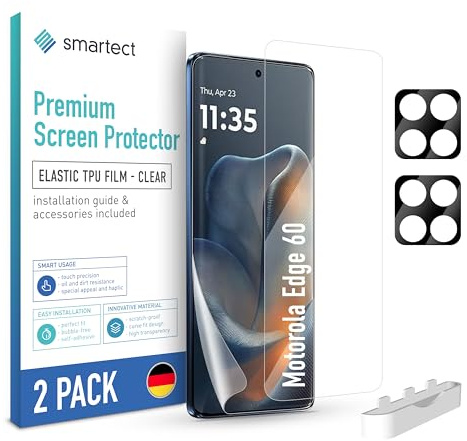smartect Skärmskydd [2 +2 Stycken] kompatibel med Motorola Edge 60, Skärm + Kamera, Täcker hela displayen, HD Screen Protector Bubbelfri Installation, Anti-Fingeravtryck