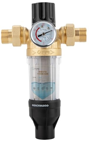 Filtro de retrolavado de agua, filtro fino y fluido reutilizable con filtro de acero inoxidable 316, 3T/H, 40 μm, prefiltro de sedimentos con indicador de presión, 3/4