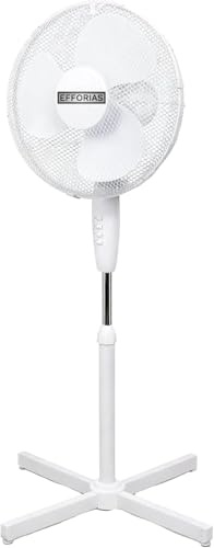 Efforias 16 Inch Pedestal Fan, White, Adjustable Height, 3 Speed Settings, Electric Floor Standing Fan for Home, Office, Bedroom