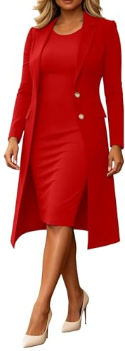 Ensemble d'affaires 2 pièces pour femme - Manteau long élégant et sans manches - Longueur genou - Vêtements d'été pour femme - Veste décontractée - Robe deux pièces en fourrure