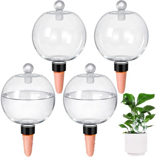 YZDYSHJ Esferas de Riego Automático 500 ml para Plantas, Dispensadores de Agua Transparentes para Macetas y Flores, Sistema de Autorriego para Plantas de Interior, Balcón, Oficina y Jardín. (4, A)