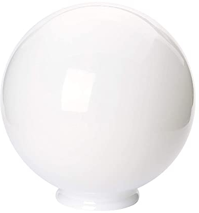 Ersatzglas als Lampenschirm (Ø 200 mm), Griffrand, Kragenrand 90 mm, Glaskugel, Opal, Weiß glänzend