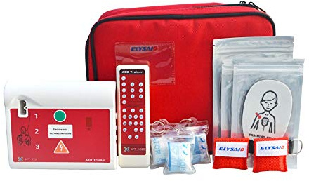 JTKENS XFT-120C Appareil d'entraînement AED pour premiers secours, RCP, outils d'enseignement d'urgence en hébreu et anglais avec électrodes