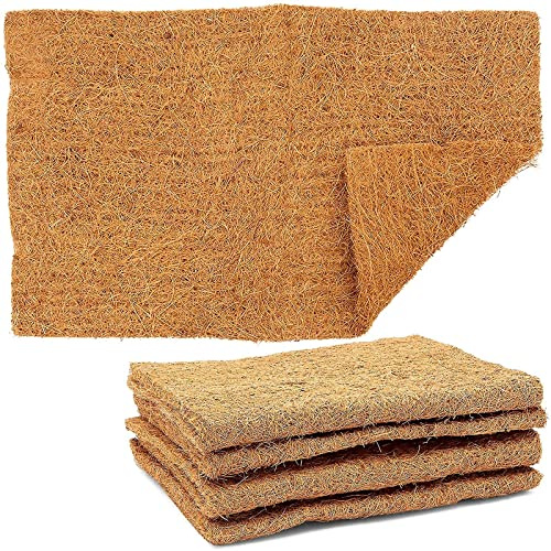 Farmlyn Creek Coconut Substrate Mats for Reptiles & Small Pets - 12 x 20 in, Natural Coir, 4-Pack - Reptile Carpet & Terrarium Liner - Hamster Bedding & Guinea Pig Bedding - Rabbit Coco Mats