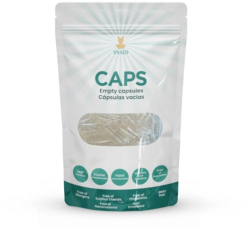 Snadi - 1000 Capsules Végétales Vides | Taille 00 | Transparentes | Qualité Pharmaceutique | Emballage Biodégradable | Idéales pour Vitamines et Compléments | Inodores et Insipides