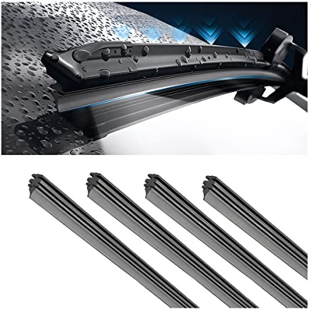 4 Pieces Windshield Wiper Blades Refills, DIY Adjustable Car Windscreen Wiper Rubber Strips, Frameless Window Boneless Insert Silicone Strips, Auto Universal Accessories for Most Vehicles (22 Inches)