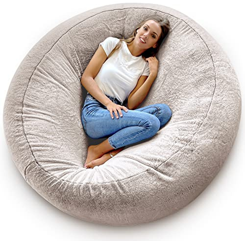 Aiire Puff Gigante Moderno 150 cm - Modelos de Puf Salon XXL con Relleno Incluido para Gamer o Decoracion Habitacion Adolescente - Bean Bag Chair Infantil o Cojin de Suelo Grande Beige