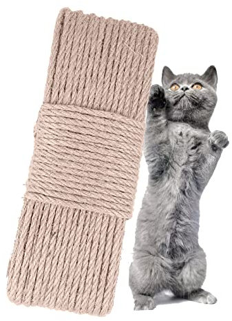 Corda in sisal naturale per gatti per tiragraffi per alberi di ricambio,corda di canapa per riparare o fai da te,diametro 4mm,corda in sisal per tiragraffi per gatti (10m)