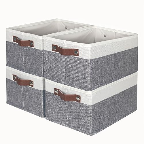Febzoce Kleine Aufbewahrungsbox, Aufbewahrungskörbe für Regale, zusammenklappbare offene Stoffbehälter für Zuhause und Büro, 30 x 20 x 15 cm, 4 Stück