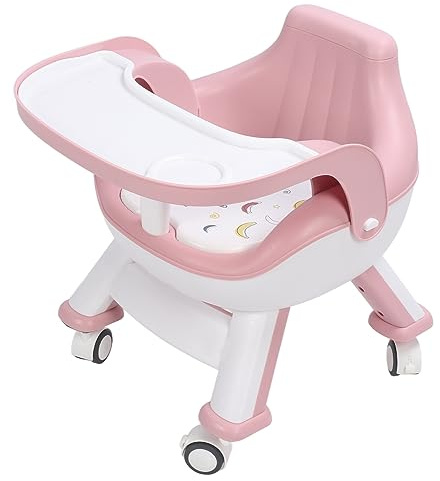 Seggiolone da Pranzo Multifunzionale per Bambini con Ruote, Seggiolino Rialzato per Tavolo da Pranzo, Cuscino Sonoro, Protezione della Colonna Vertebrale Seggiolone da Pavimento