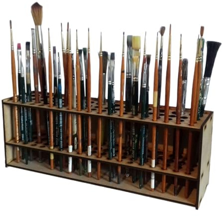 Genérico Soporte Para Pinceles De Pintura Y Maquillaje - Organizador De Madera Con 67 Agujeros Para Pinceles, Lápices Y Cepillos