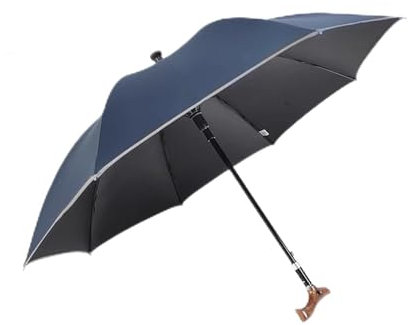 Wzmazingly 2-in-1 Spazierstock-Regenschirm, Verstellbare Länge Stützschirm, Robuster Rahmen, Automatisches Öffnen Tragbar Leichter Gehstock Regenschirm(Blue)