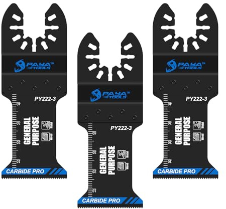 PAYA VERKTYG 3-pack 1-3/8 karbid svängande sågblad | Multiverktyg blad snabbfrigörande för tungmetall, spik, aluminium, rör, koppar och andra hårda material