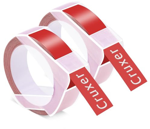 Cruxer 2er-Packung Kompatibel für Dymo 3D S0898152 521202 Rot Kunststoff Prägebändern Bänder, 12mm x 3m Schriftband Ersatz für Office Mate II 1540 154000 Organizer Xpress Pro 1575 Beschriftungsgerät