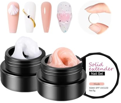 Solid Sculpture Builder Gel Kit, White & Nude Non-Stick Hand Nail Extension Gel for Carving Patterns Extension Strengthening Nail Decoration, 3D Sculpture Gel Soak Off UV Nail Art Salon
