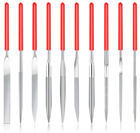 Set med 10 nålfilar, minidiamantfiler, minifilset, mini diament nålfilar, diamantfilar, nyckelfilar, metallfil för att fila träsmycken, metall, plast modellbygge