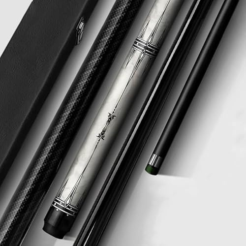Generisch Professioneller Billardqueue aus Kohlefaser mit Hartschalenkoffer, Snookerqueue mit 10 mm Spitze, 2-teiliger 58-Zoll-Poolstock mit geringer Durchbiegung für Erwachsene