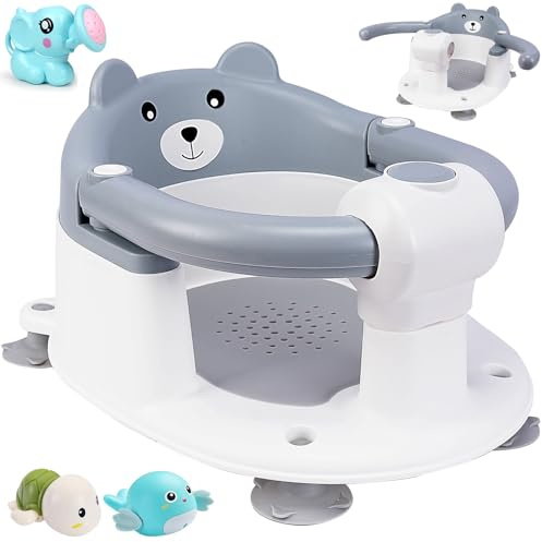 TEGOVE Seggiolino per Vasca da Bagno per Bambini,Seggiolino da Bagno,Sedia Doccia Bambini,Schienale Ergonomico e Barra di Sicurezza Apribile,Sicuro e Antiscivolo,Regalo per Neonati e Neomamme