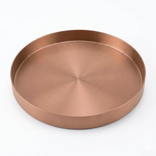 Yvttve Vassoio Decorativo Rotondo Dell'oro rosa, Vassoio da Portata di Metallo, Vassoio organizzatore per Gioielli, Trucco, Articoli da Toeletta, Stoviglie da Cucina (Oro rosa, Ø 20 cm)