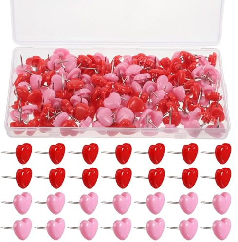 ChAusa 100 Piezas Metal y Plástico Chincheta Corcho, Rosa y Rojo Chincheta