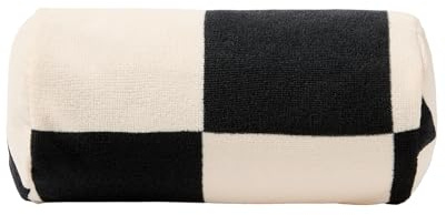 OHS Sun Lounger Cushion, Lightweight Compact Inflatable Pillow with Microfibre Cover Bolster Cushion Back Support Trave Pillow Outdoor Cushions Poolside Beach Accessories, Monochrome Checkerboard