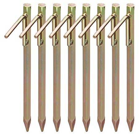 Relaxdays 8 x Bodenanker, Erdanker für Harte Böden, 30,5 cm, Zeltzubehör, zum Einschlagen, Stahl galvanisiert, Erdnagel, Gold