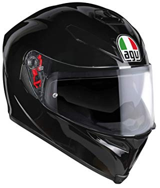 AGV K5 S ECE 22-05 Solid Motorrad Integralhelm ECE 22-05 aus Carbon-Glasfaser, mit Sonnenblende, Schwarz, XL