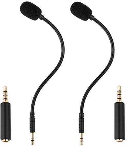 Smays 3.5mm Microphone Replacement for PC, Gaming Headset Turtle Beach, Laptop, Computer, PDP Afterglow AG6, GoPro Insta360 One RS Camera - External Mic Plug-in Gooseneck, 2-Pack