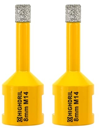 HIGHDRIL Diamant Bohrkrone - 2 Stücke 8mm Lochsäge Fliesen M14 Gewinde für Porzellan Fliese Keramik Granit Marmor Trockenbohren Fliesen Diamantbohrer