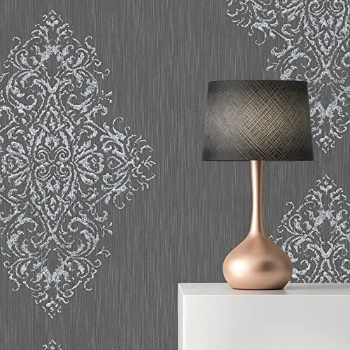 TADESSI Tapete Barock Gioele M1-No.2260 | Vliestapete | Blau | Silber | Ornament | Klassik | Barocktapete