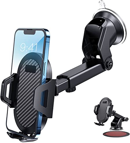 LOLBIU Universal Car Phone Holder [Military-Grade Suction] 360°Rotation Adjustable for Car Dashboard Windscreen Fit for iPhone 16 Pro Max and All 4-7 Smartphones