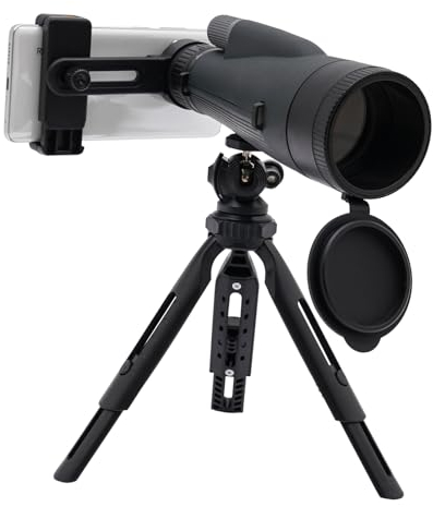 Spektive,Spektiv Sportschützen Zoom Wasserdichtes mit BAK4 Prisma Stativ Telefon Adapter für Vogelbeobachtung, Zielschießen, Wildtiere, Jagd und Landschaft (Schwarz)