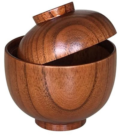 DSDGVDFBV Marron, Bol en Bois avec Couvercle, Bols À Soupe Miso De Riz De Nouilles De Style Japonais Traditionnel, Bol De Service Alimentaire, Bol À Soupe, Saladier, Bol De Riz.