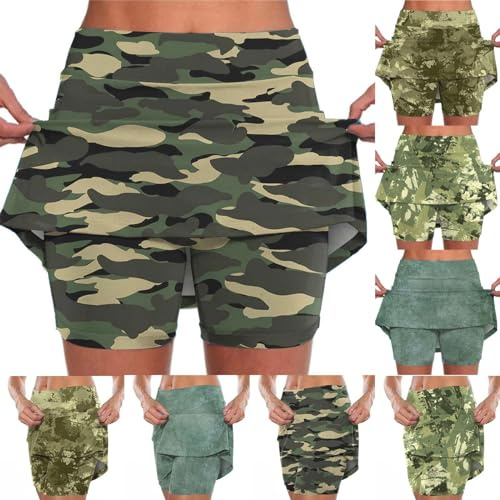 HUIFUAO byxkjolar för kvinnor med fickor plus size damer tenniskjolar med shorts sommar golf gym atletisk yoga löpning kjolar