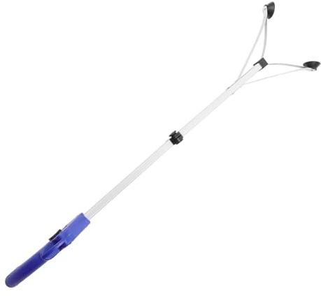 Mikikit Pinza Para Basura Ligera Plegable De Aluminio Mango Azul Para Jardinería y Recogida Manual Exteriores, Herramienta Ergonómica Práctica Para Recoger Residuos y Papel Usado